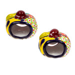 Ceramic tealight holders, 'Bright Jack-O-Lantern' (pair) - Jack-O-Lantern Talavera Ceramic Tealight Holders (Pair)