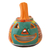 Ceramic candle holder, 'Happy Jack-O-Lantern' - Jack-O-Lantern Talavera Style Ceramic Candle Holder