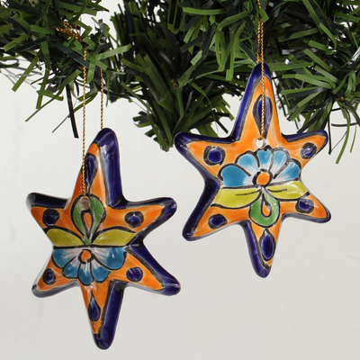 Ceramic ornament, Talavera Stars (set of 4)