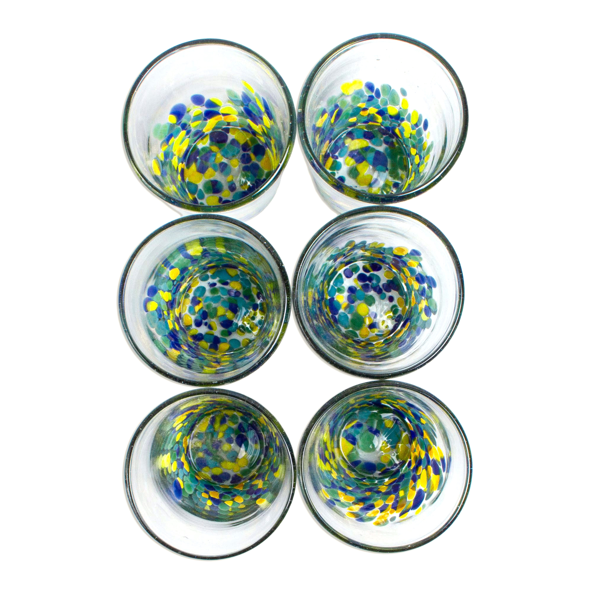 Unicef Market Colorful Recycled Glass Tumblers 16 Oz Set Of 6 Tropical Confetti