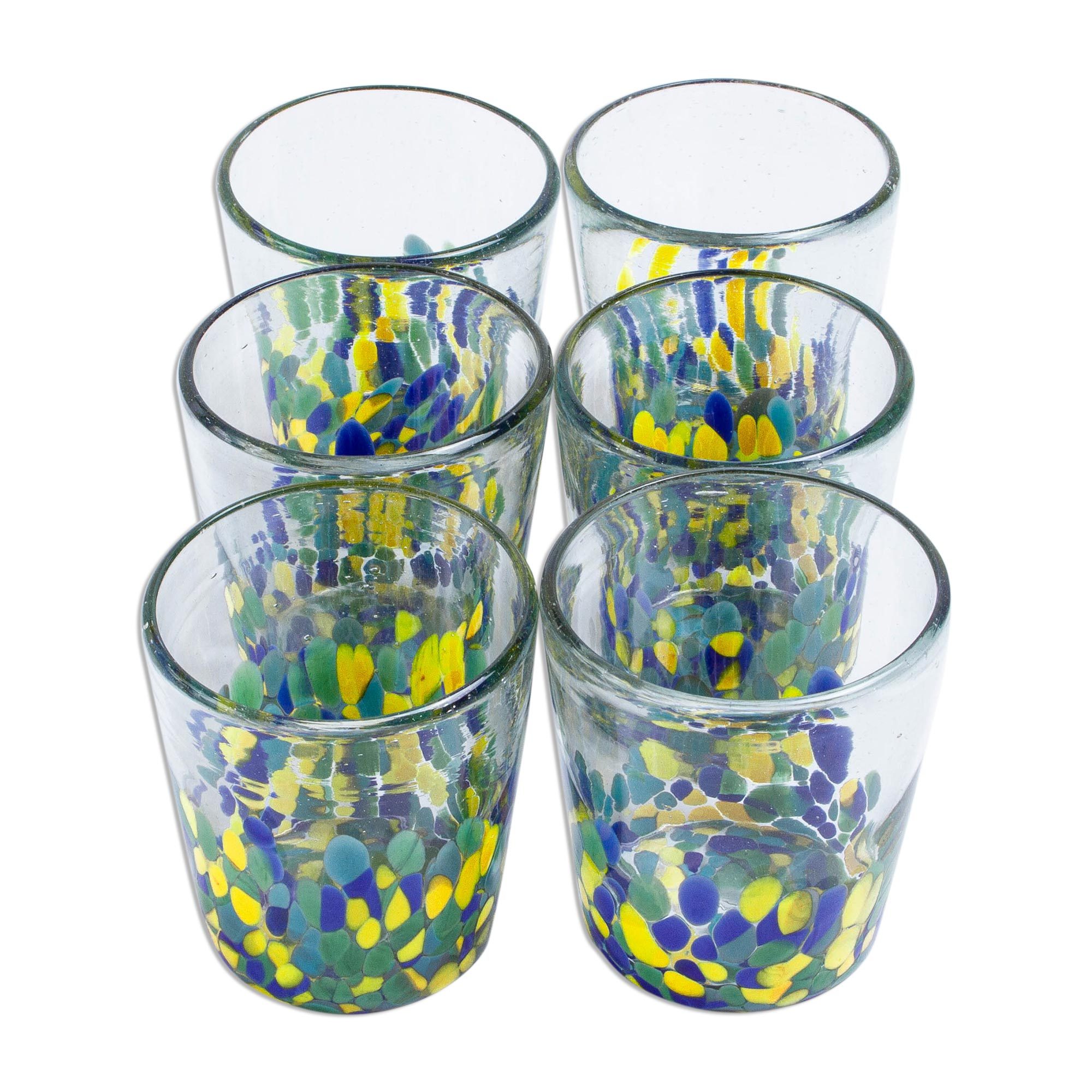 UNICEF Market Colorful Recycled Glass Rocks Glasses (11 Oz., Set of 6