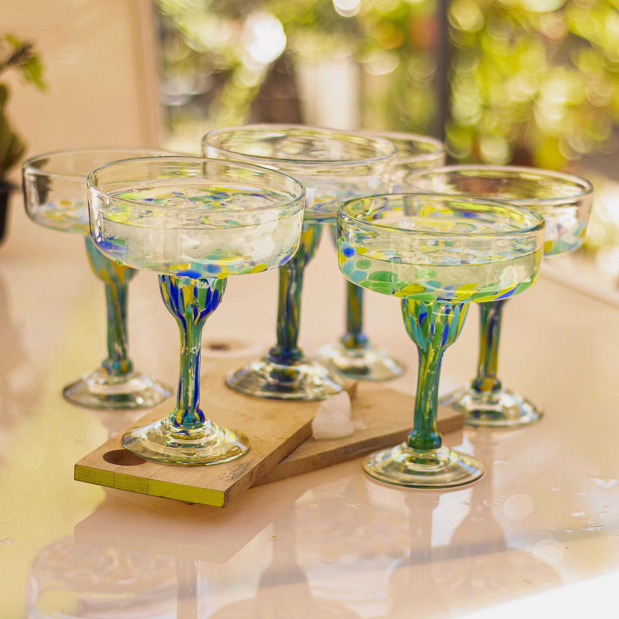 UNICEF Market | Colorful Recycled Glass Margarita Glasses (Set of 6