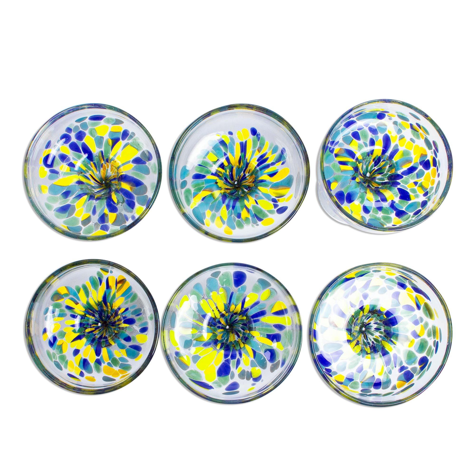 Colorful Recycled Glass Margarita Glasses (Set of 6) Tropical