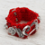 Glass beaded charm bracelet, 'Passionate Blessing' - Glass Beaded Charm Bracelet in Crimson from Mexico (image 2b) thumbail