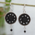 Sterling silver and ceramic dangle earrings, 'Barro Negro Spirals' - Sterling Silver and Barro Negro Ceramic Earrings from Mexico thumbail