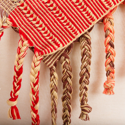 Baumwollschal – gestreifter handgewebter quadratischer Wickelschal aus Baumwolle aus Mexiko