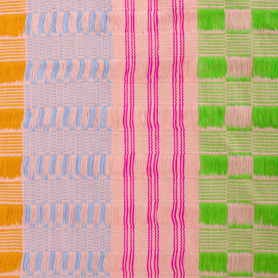 Cotton scarf, 'Elegant Tones' - Multicolored Square Cotton Wrap Scarf Handwoven in Mexico