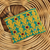 Cotton coin purse, 'Beauty of the Season' - Geometric Cotton Coin Purse in Saffron and Emerald