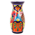 Ceramic vase, 'Colorful Curves' - Curvy Talavera-Style Ceramic Vase Crafted in Mexico