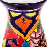 Ceramic vase, 'Colorful Curves' - Curvy Talavera-Style Ceramic Vase Crafted in Mexico