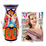 Ceramic vase, 'Colorful Curves' - Curvy Talavera-Style Ceramic Vase Crafted in Mexico