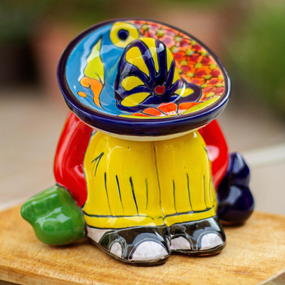 Estatuilla de cerámica - Figura de cerámica estilo Talavera hecha a mano en México.