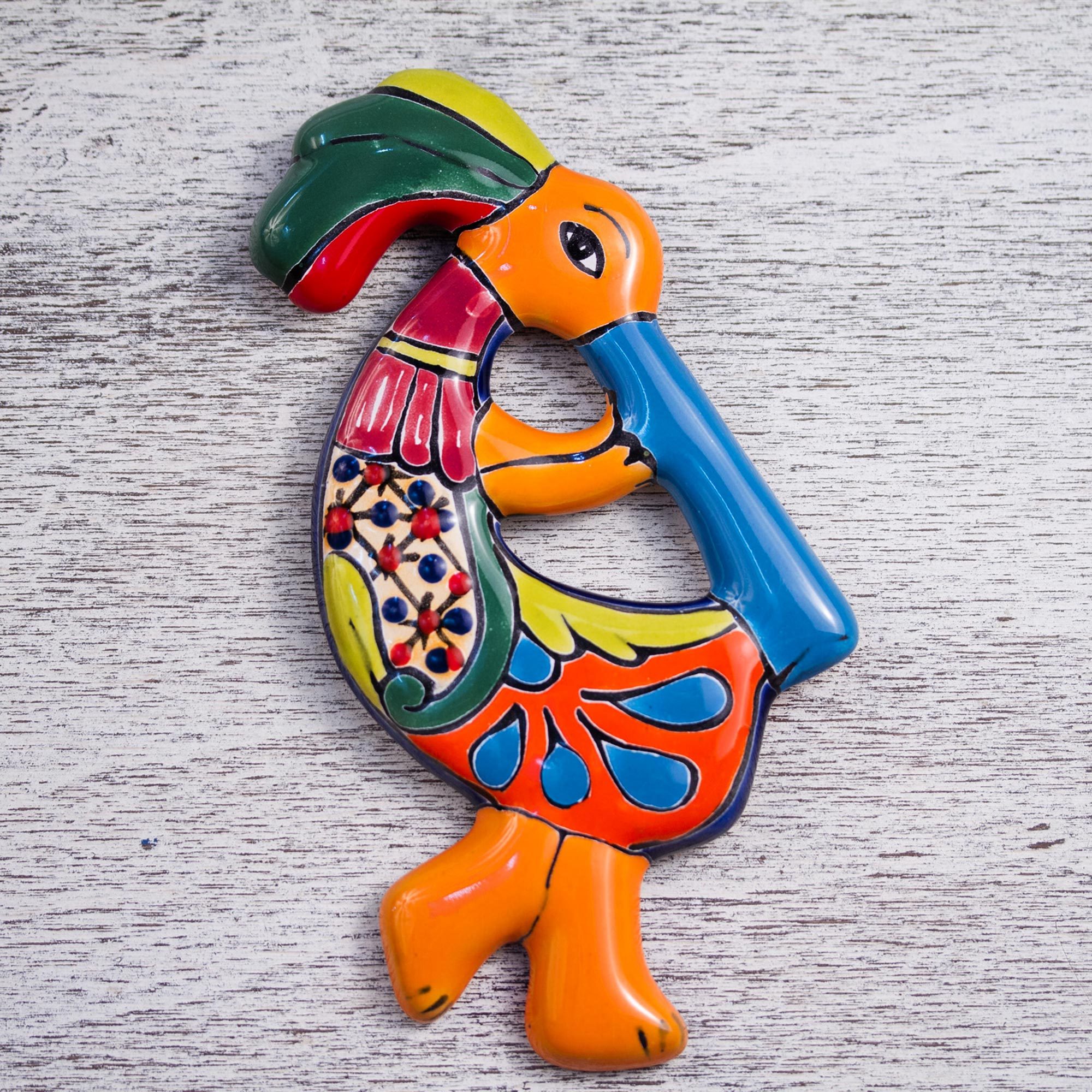 UNICEF Market TalaveraStyle Ceramic Kokopelli Wall Sculpture from