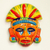 Ceramic mask, 'Chicha Penacho' - Talavera-Style Ceramic Aztec Mask Crafted in Mexico thumbail