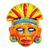 Ceramic mask, 'Chicha Penacho' - Talavera-Style Ceramic Aztec Mask Crafted in Mexico (image 2a) thumbail