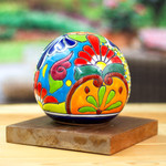 Ceramic figurine, 'Talavera Orb' - Talavera-Style Ceramic Decorative Figurine from Mexico