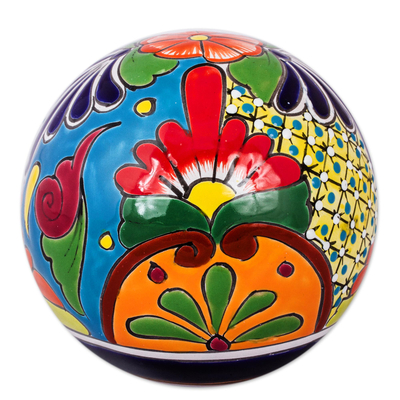 Talavera-Style Ceramic Decorative Figurine from Mexico