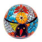 Ceramic decorative accent, 'Summer Designs' - Floral Talavera-Style Ceramic Decorative Accent from Mexico
