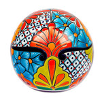 Ceramic decorative accent, 'Summer Designs' - Floral Talavera-Style Ceramic Decorative Accent from Mexico
