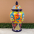 Ceramic urn, 'Mediterranean Beauty' - Talavera-Style Ceramic Ginger Jar Vase from Mexico thumbail