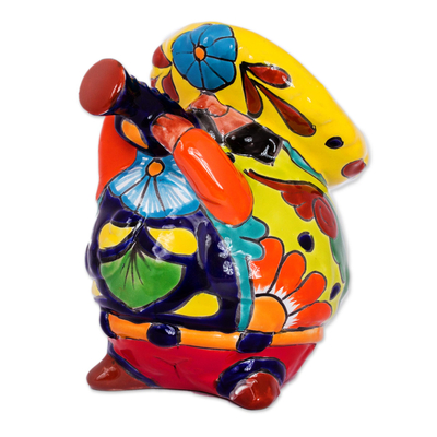 Ceramic figurine, 'Trumpet Mariachi' - Talavera-Style Ceramic Figurine of a Mariachi with a Trumpet