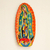 Ceramic wall sculpture, 'Talavera Guadalupe in Orange' - Talavera-Style Ceramic Wall Sculpture of the Virgin Mary (image 2) thumbail