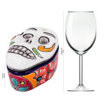 Ceramic decorative box, 'Calavera Keeper' - Skull-Shaped Talavera-Style Ceramic Decorative Box