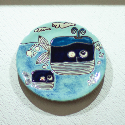 Ceramic decorative plate, Whale Whimsy