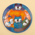 Dekorativer Teller aus Keramik - Fröhliche, verspielte Katzenfamilie, bunter dekorativer Keramikteller