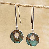 Sterling silver dangle earrings, 'Quiet Beauty' - Sterling Silver and Composite Turquoise Earrings from Mexico