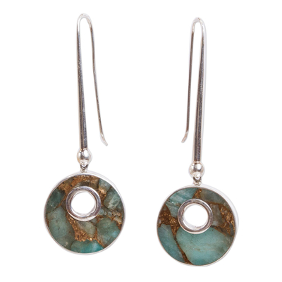 Sterling Silver and Composite Turquoise Earrings from Mexico