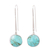 Sterling silver dangle earrings, 'Sky Planet' - Round Sterling Silver and Recon. Turquoise Earrings (image 2a) thumbail