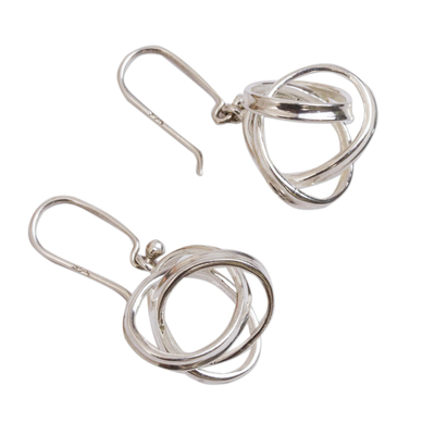 Sterling silver dangle earrings, 'Knots of Infinity' - Knot Motif Sterling Silver Dangle Earrings from Mexico