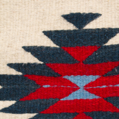 Zapotec wool area rug, 'Cerulean Chakana' (2x3) - Handwoven Geometric Zapotec Wool Area Rug from Mexico (2x3)