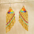 Glass beaded waterfall earrings, 'Bright Rainbow' - Bright Glass Beaded Waterfall Earrings from Mexico (image 2) thumbail