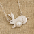 Cultured pearl pendant necklace, 'Glowing Rabbit' - Cultured Pearl Rabbit Pendant Necklace from Mexico thumbail