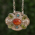 Sunstone and peridot pendant necklace, 'Light of Summer' - Sunstone Peridot and Recon. Turquoise Necklace from Mexico thumbail