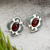 Garnet stud earrings, 'Nocturnal Gala' - Garnet and Recon. Turquoise Stud Earrings from Mexico thumbail