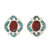 Garnet stud earrings, 'Nocturnal Gala' - Garnet and Recon. Turquoise Stud Earrings from Mexico (image 2a) thumbail