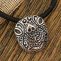 Sterling Silver Tortoise Pendant Necklace from Mexico,'Stylized Tortoise'
