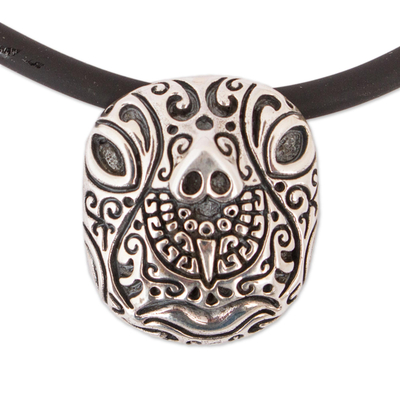 Sterling silver pendant necklace, 'Stylized Tortoise' - Sterling Silver Tortoise Pendant Necklace from Mexico