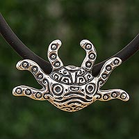 Sterling silver pendant necklace, 'Stylized Axolotl'
