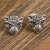 Sterling silver button earrings, 'Stylized Jaguar' - Stylized Sterling Silver Jaguar Button Earrings from Mexico thumbail