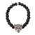 Stretch-Armband aus Onyxperlen - Onyx-Perlen-Stretch-Armband mit Jaguar-Anhänger aus Mexiko