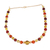 Gold plated amber and agate beaded necklace, 'Wine Garland' - Gold Plated Amber and Agate Beaded Necklace from Mexico