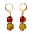 Gold accented agate and amber beaded dangle earrings, 'Wine Grapes' - Gold Accented Agate and Amber Beaded Dangle Earrings