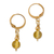 Gold plated amber dangle earrings, 'Ancient Orbs' - Gold Plated Natural Amber Dangle Earrings from Mexico