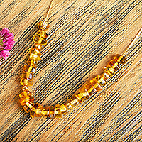 Gold plated amber beaded necklace, 'Rustic Nuggets' - Gold Plated Amber Beaded Necklace from Mexico