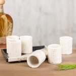 Marble tequila glasses, 'Oblique Modernity' (set of 6) - Beige Marble Tequila Glasses from Mexico (Set of 6)