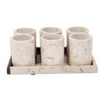 Marble tequila glasses, 'Oblique Modernity' (set of 6) - Beige Marble Tequila Glasses from Mexico (Set of 6)